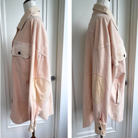 FREE PEOPLE Ruby Shacket Shirt Jacket Peach Size M - Picture 5 of 14